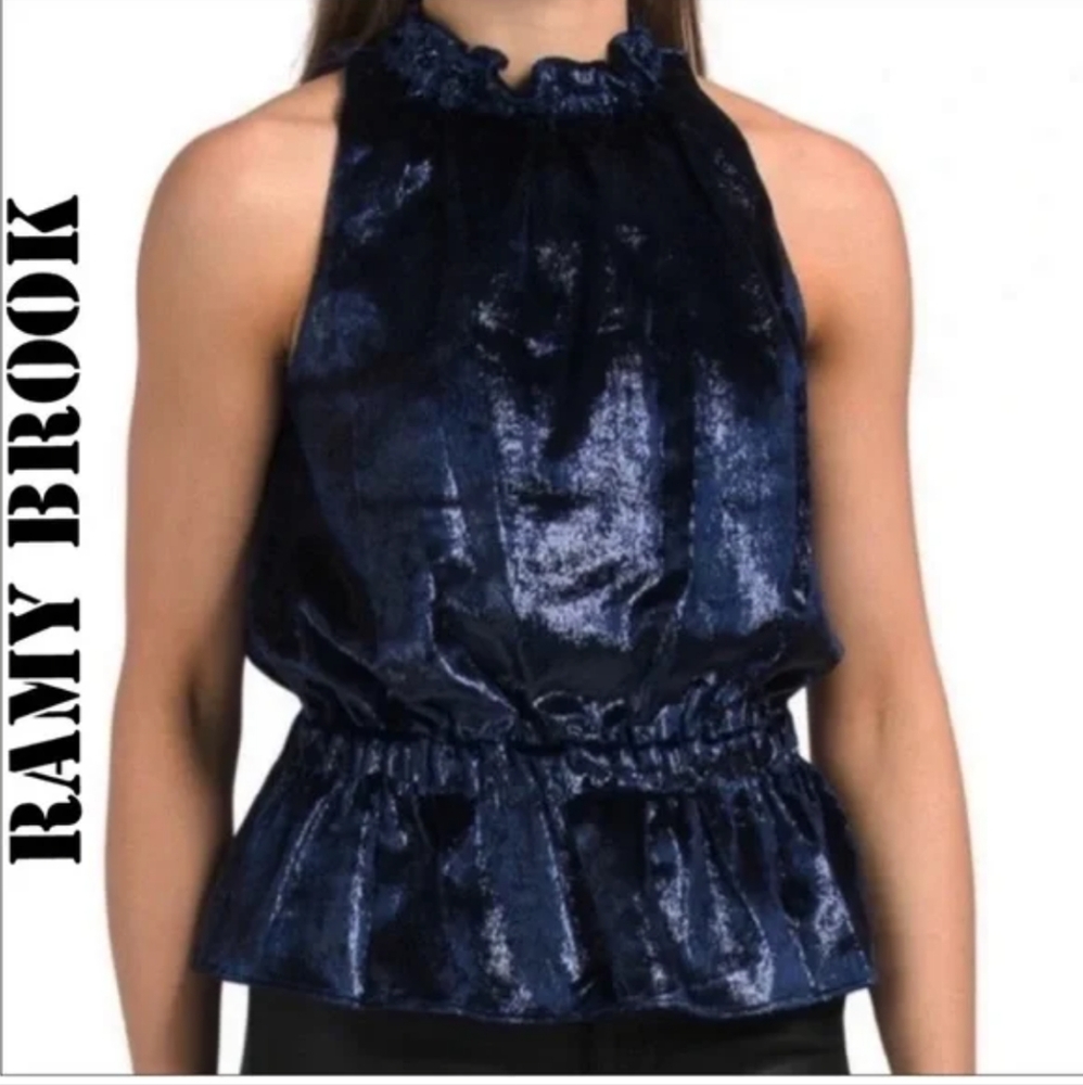 Ramy Brook Midnight Blue Velvet Blouse